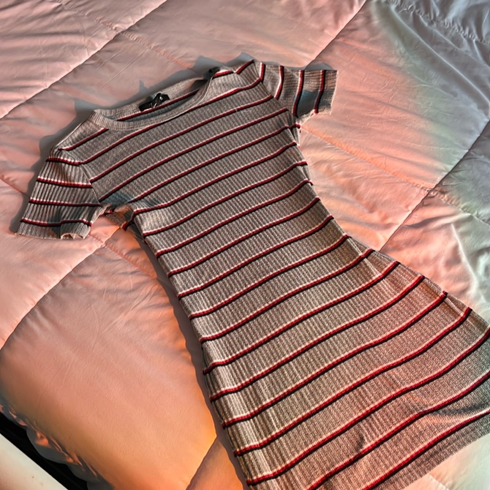 Forever 21 Small Bodycon Grey stripe dress